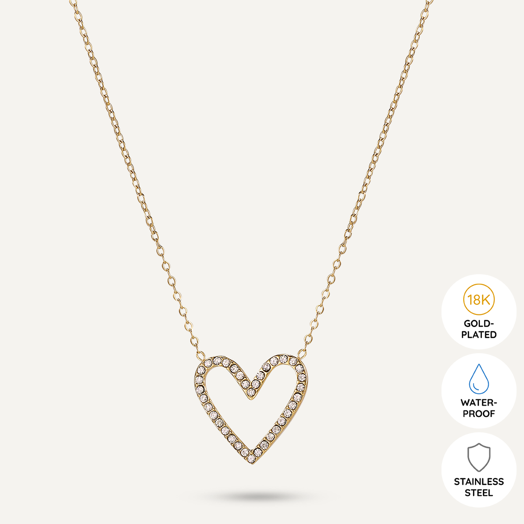 Vibes | Heartfelt Sparkle Pendant Necklace | 18K Gold-Plated