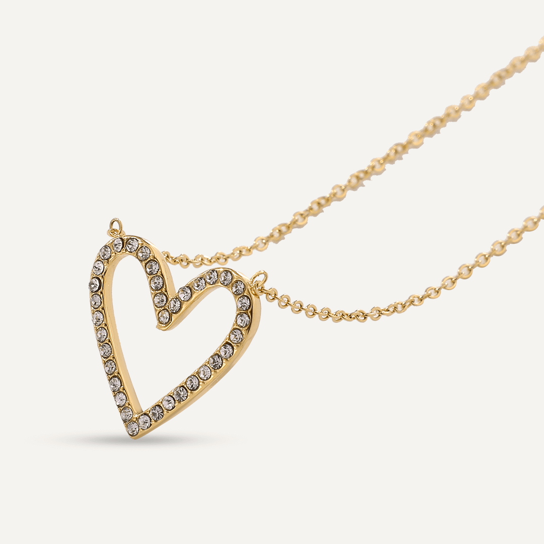 Vibes | Heartfelt Sparkle Pendant Necklace | 18K Gold-Plated