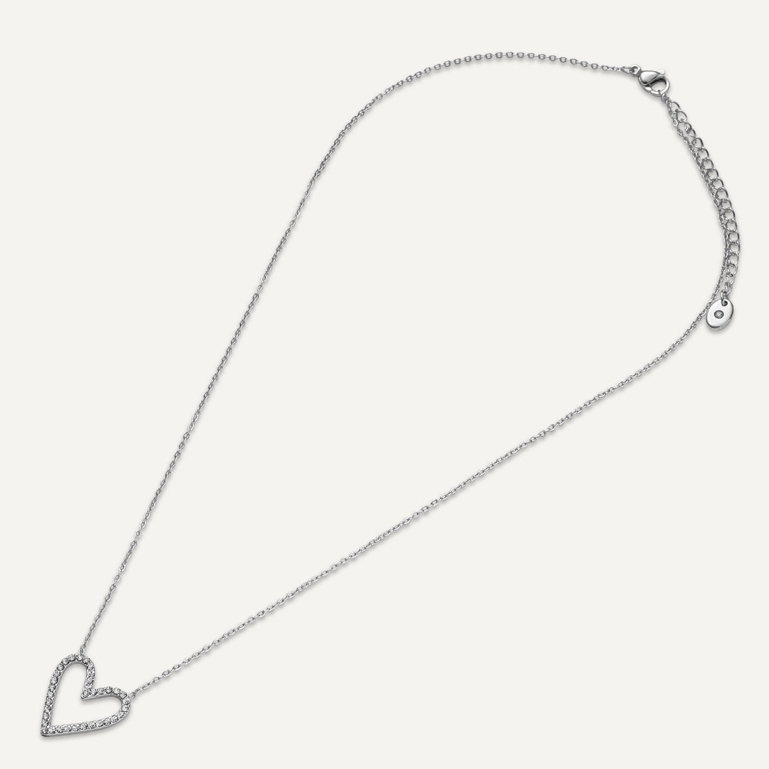 Vibes | Heartfelt Sparkle Pendant Necklace | White Gold-Plated