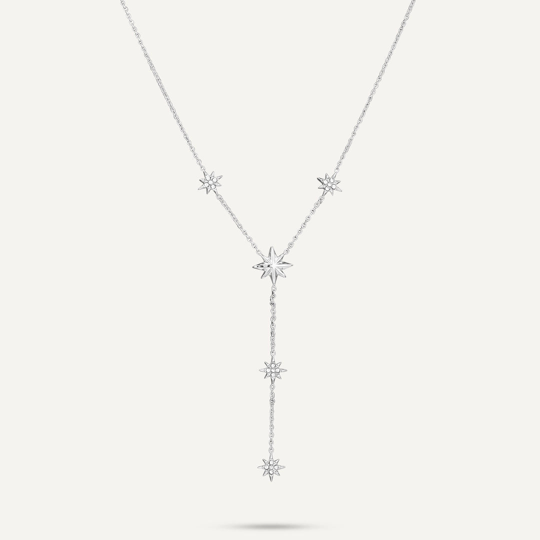 Vibes | Starlit Y-Drop Necklace | White Gold-Plated