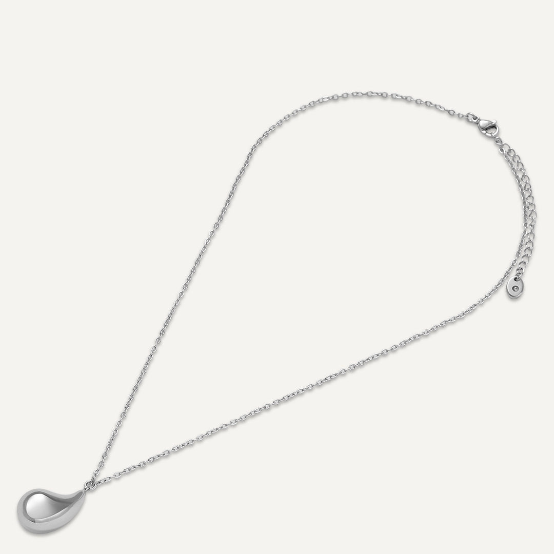 Vibes | Liquid Gold Teardrop Necklace | White Gold-Plated