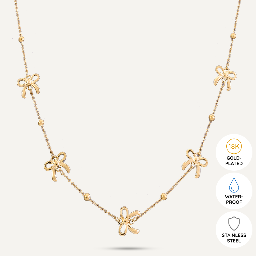 Vibes | Sweet Charm Bow Necklace | 18K Gold-Plated