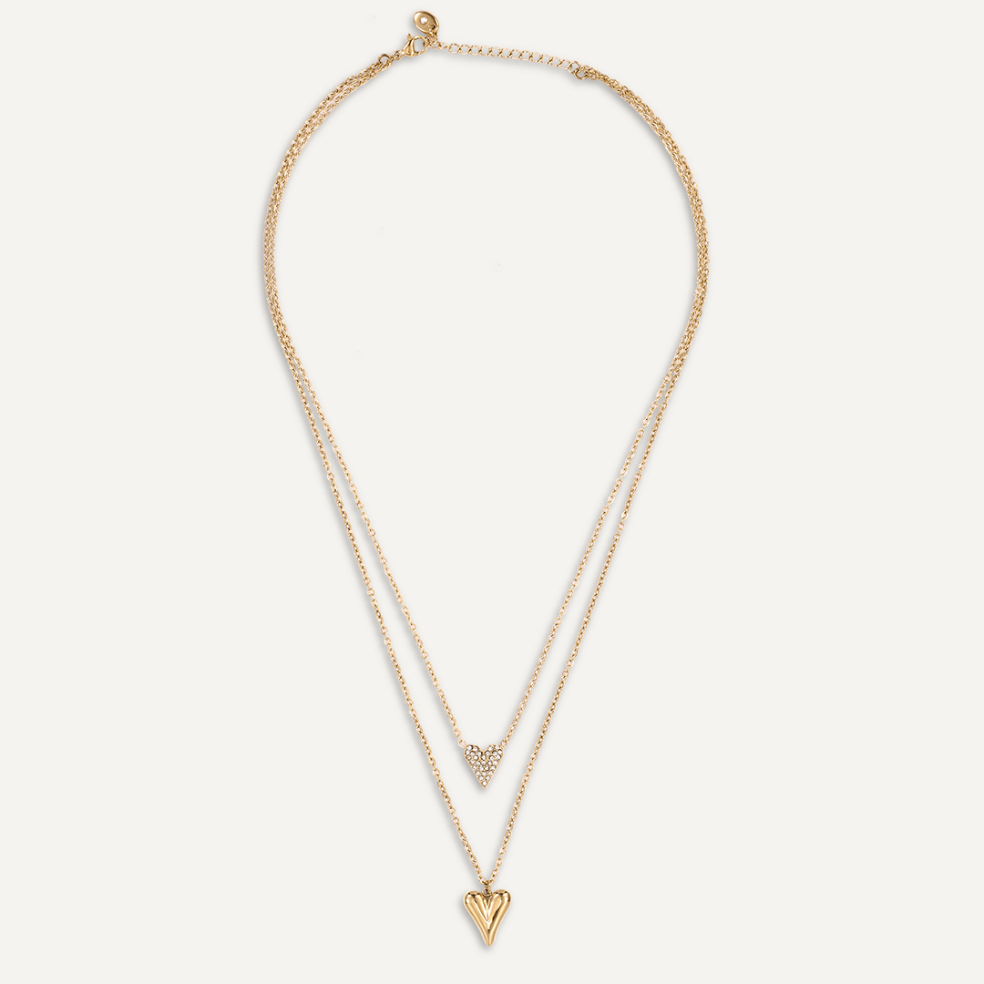 Vibes | Double Heartbeat Layered Necklace | 18K Gold-Plated