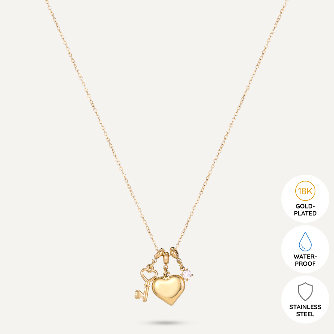 Vibes | Love Locked Trio Necklace | 18K Gold-Plated