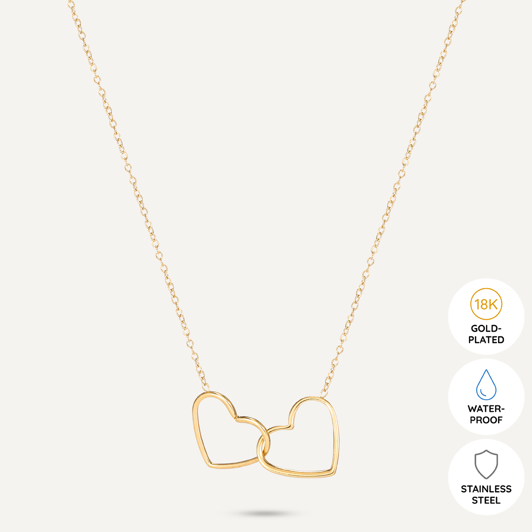 Vibes | Linked Love Hearts Necklace | 18K Gold-Plated