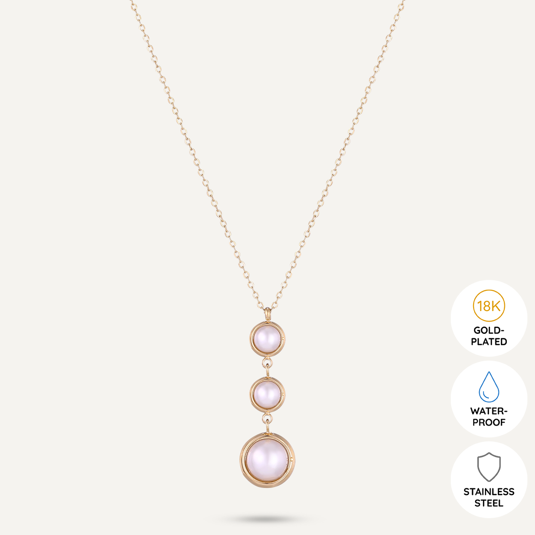 Vibes | Cascading Pearl Drop Necklace | 18K Gold-Plated