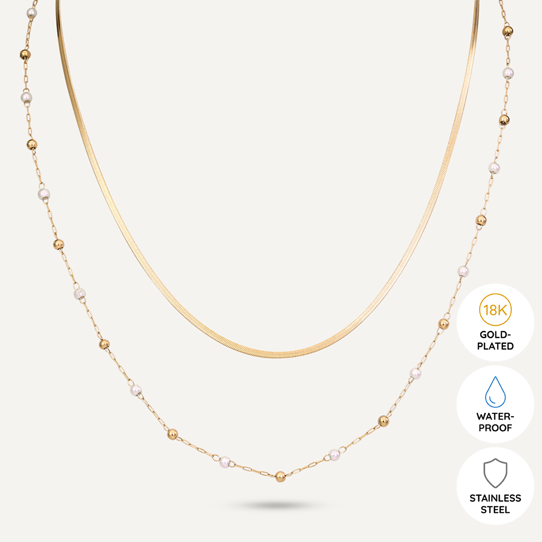 Vibes | Double Delight Layered Necklace | 18K Gold-Plated