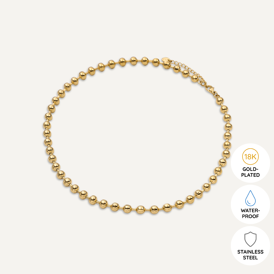 Vibes | Elegant Gold Mini Bead Necklace | 18K Gold-Plated