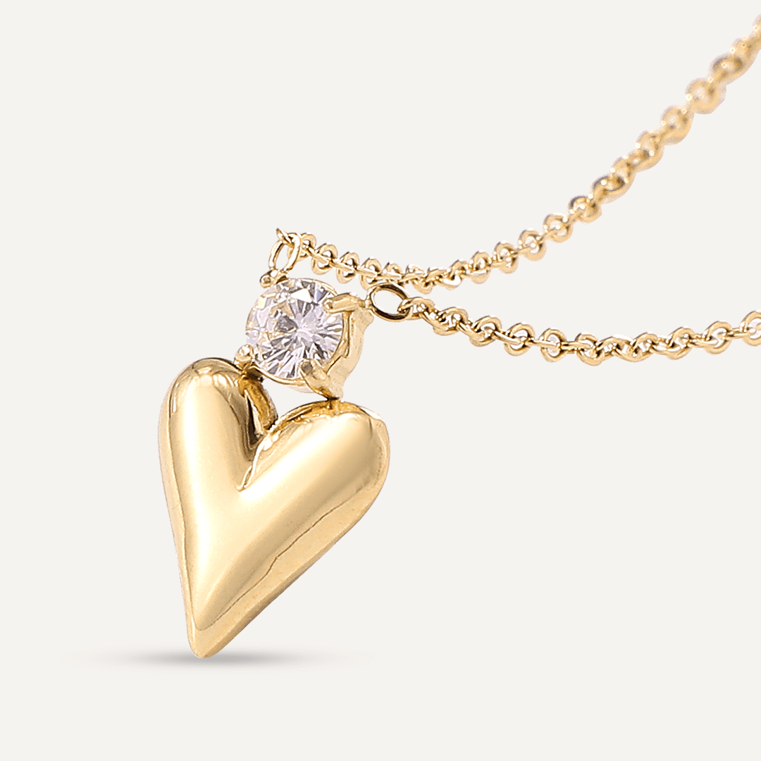 Vibes | Crystal Love Heart Necklace | 18K Gold-Plated