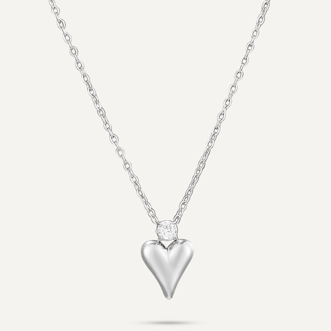 Vibes | Crystal Love Heart Necklace | White Gold-Plated