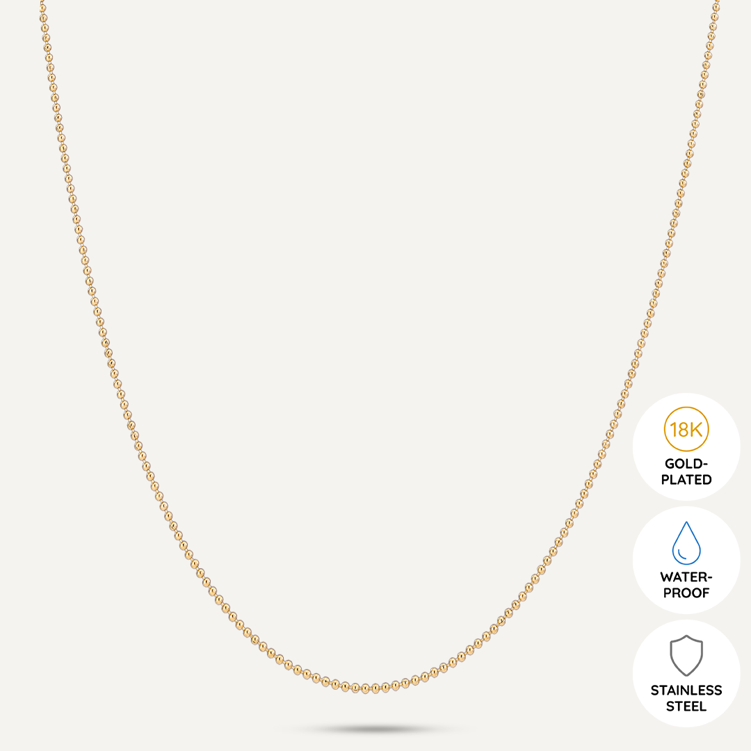 Vibes | Dainty Bead Chain Necklace | 18K Gold-Plated