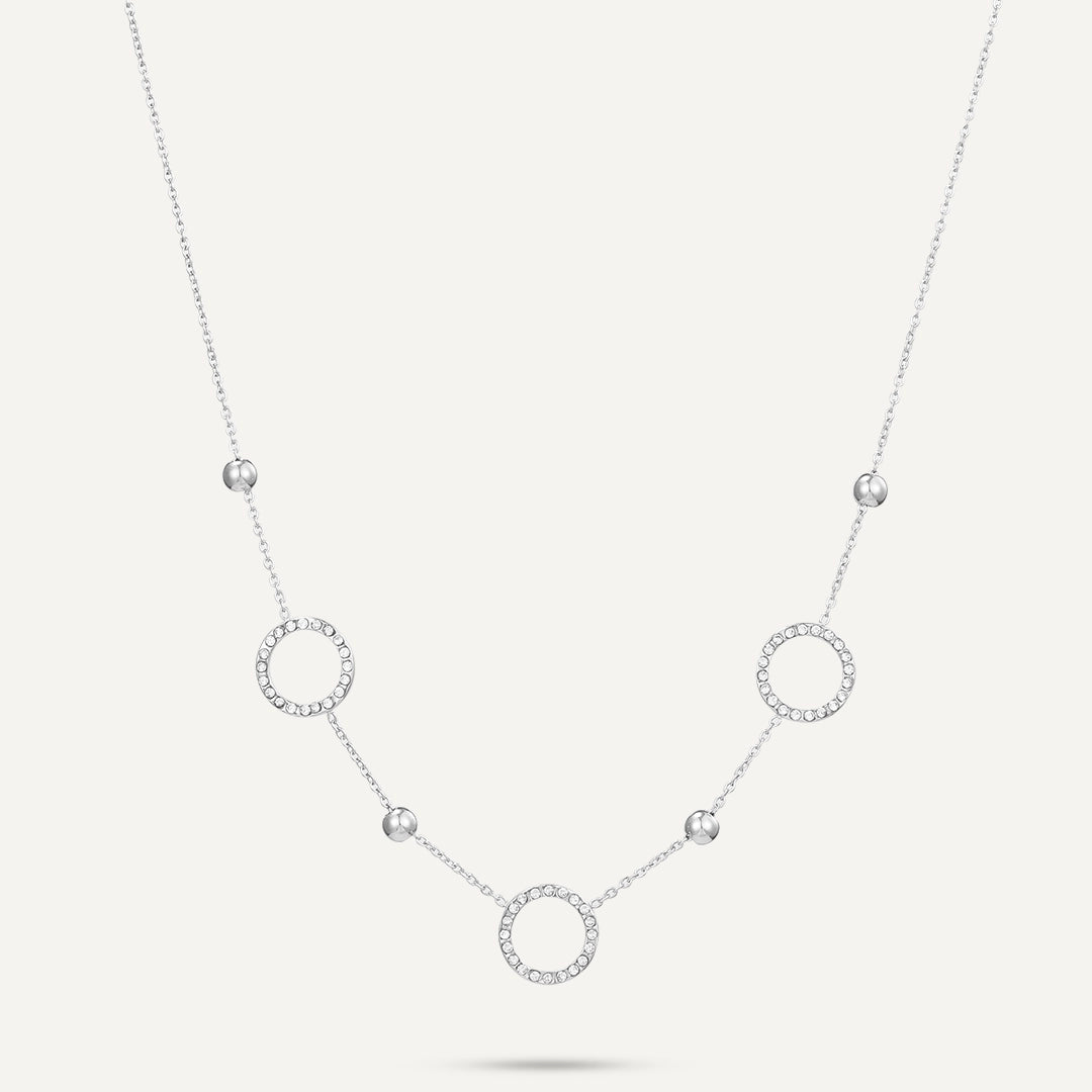 Vibes | Short Circle Harmony Necklace | White Gold-Plated