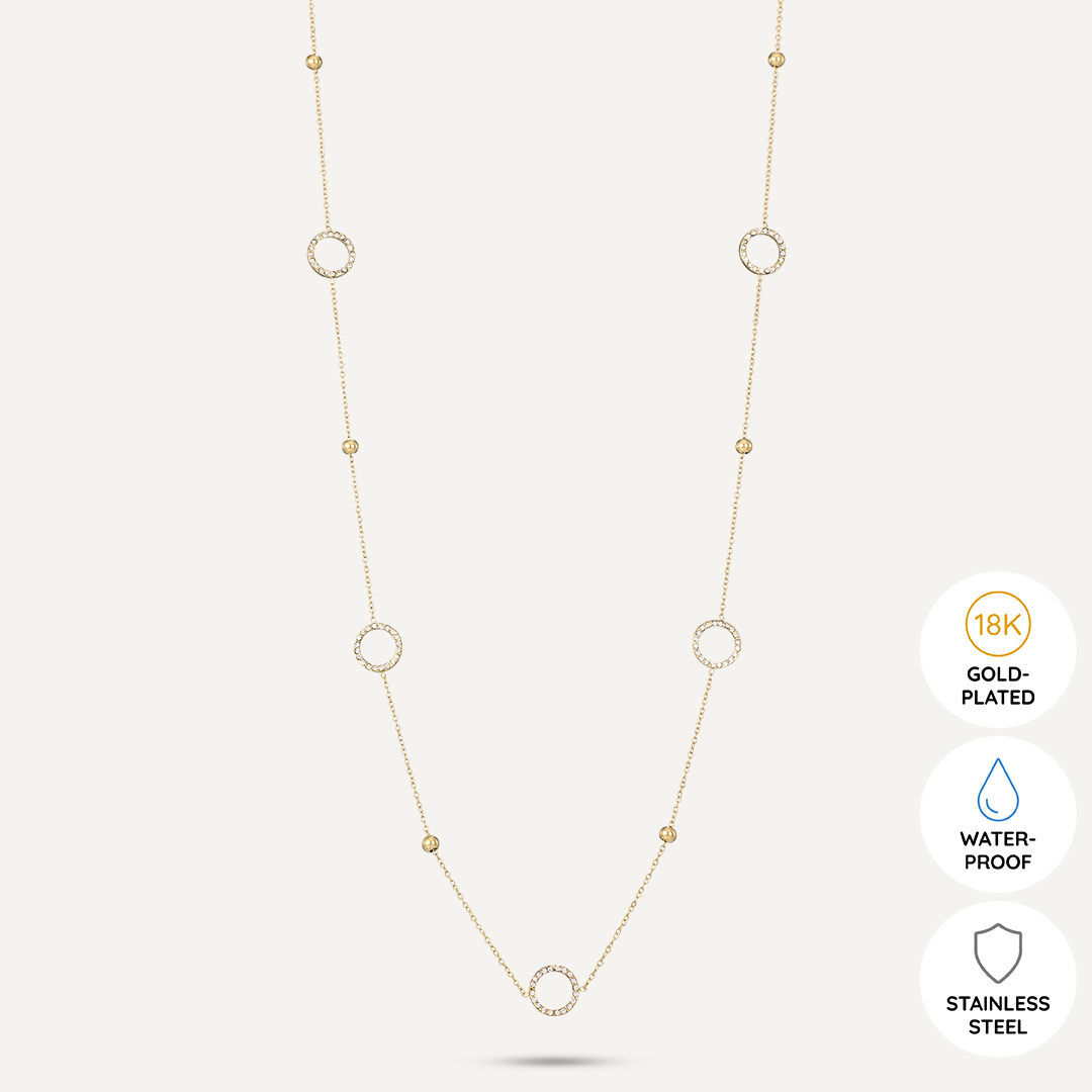 Vibes | Long Circle Harmony Necklace | 18K Gold-Plated