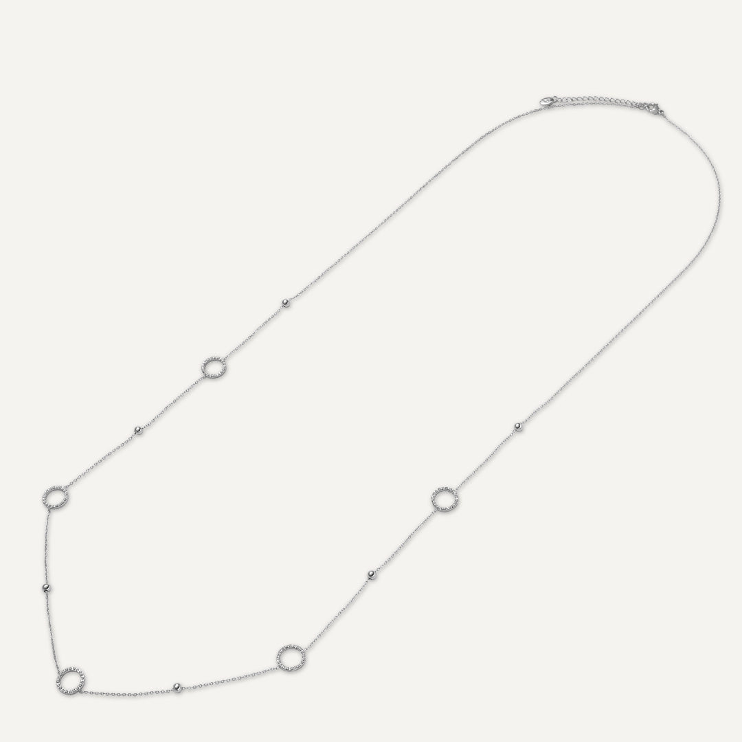 Vibes | Long Circle Harmony Necklace | White Gold-Plated