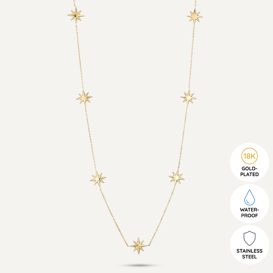 Vibes | Celestial Star Long Necklace | 18K Gold-Plated