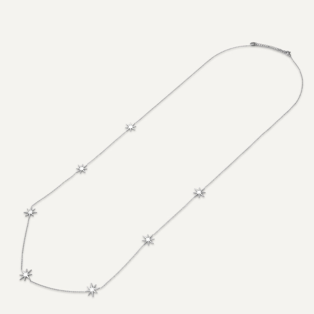 Vibes | Celestial Star Long Necklace | White Gold-Plated