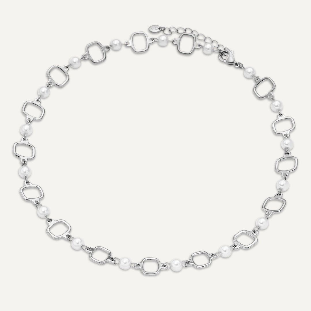 Vibes | Pearl Pop Link Necklace | White Gold-Plated