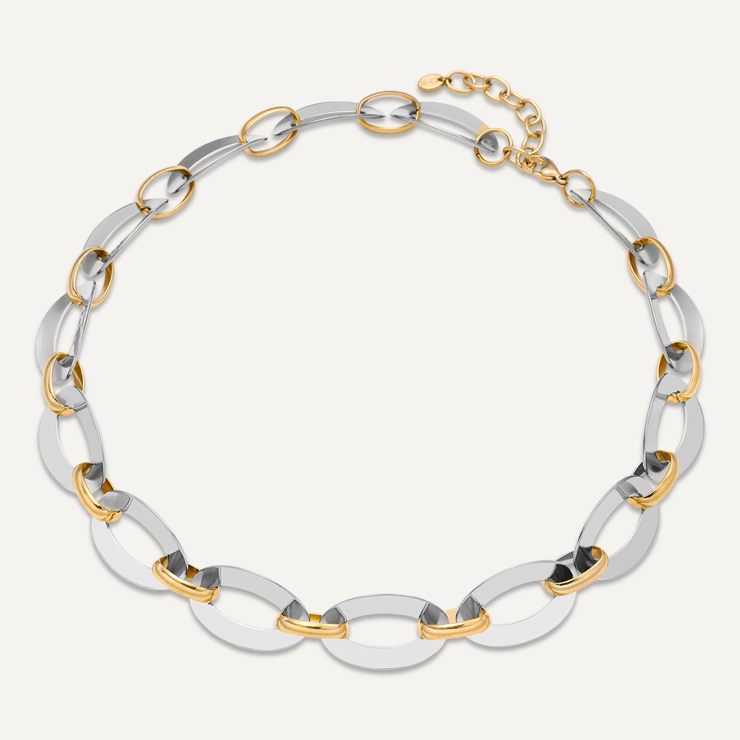 Vibes | Bold Links Statement Necklace | 18K Gold & White Gold-Plated