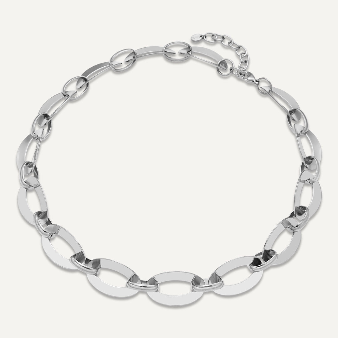 Vibes | Bold Links Statement Necklace | White Gold-Plated