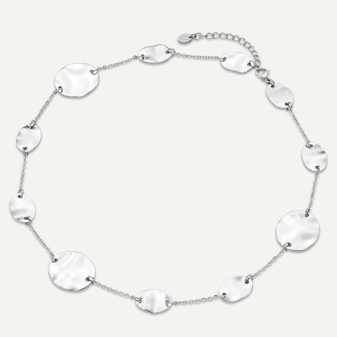 Vibes | Ripple Disc Necklace | White Gold-Plated