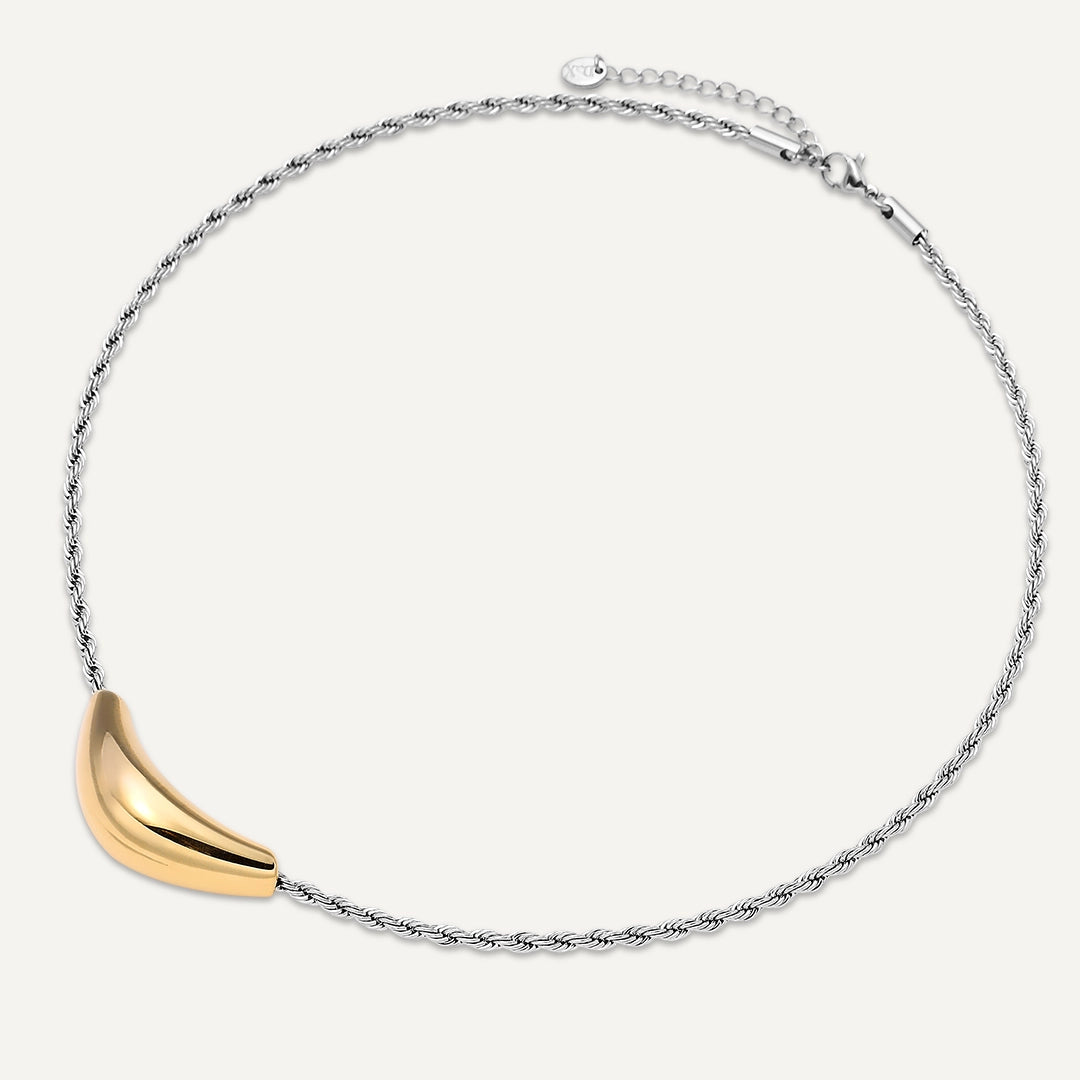 Vibes | Glow Curve Statement Necklace | 18K Gold & White Gold-Plated