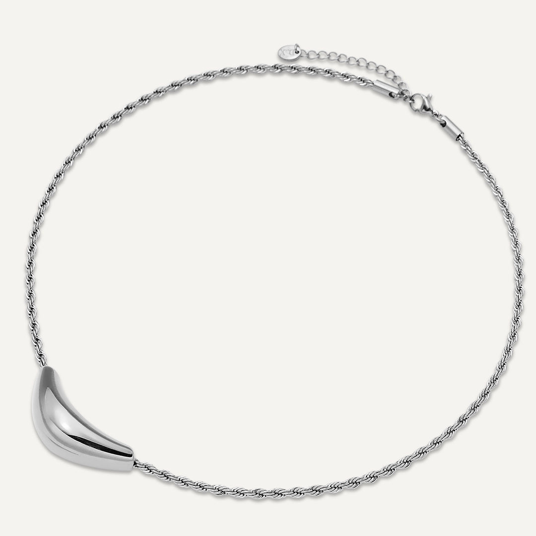 Vibes | Glow Curve Statement Necklace | White Gold-Plated
