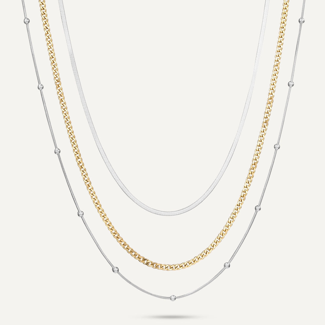 Vibes | Flowstate Layered Necklace | 18K Gold & White Gold-Plated