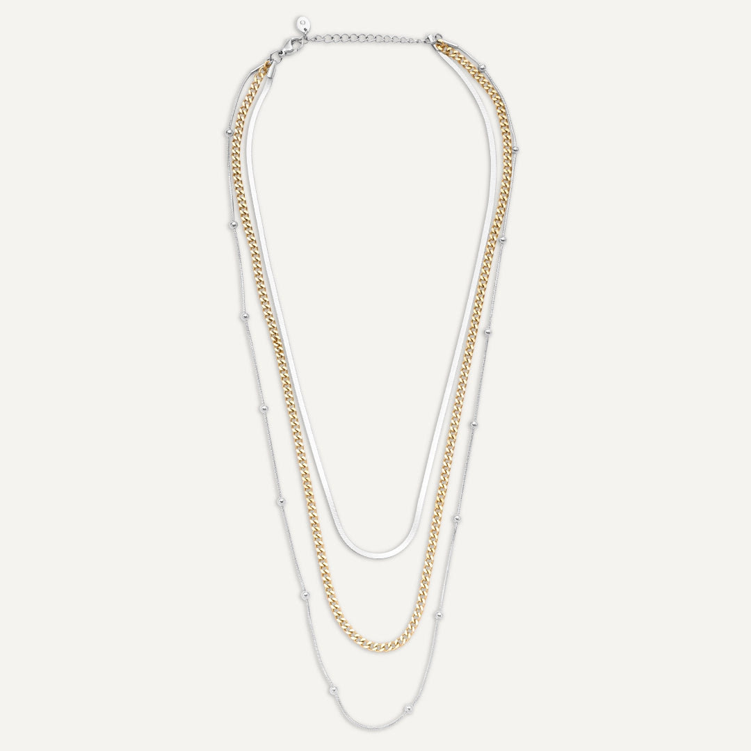 Vibes | Flowstate Layered Necklace | 18K Gold & White Gold-Plated