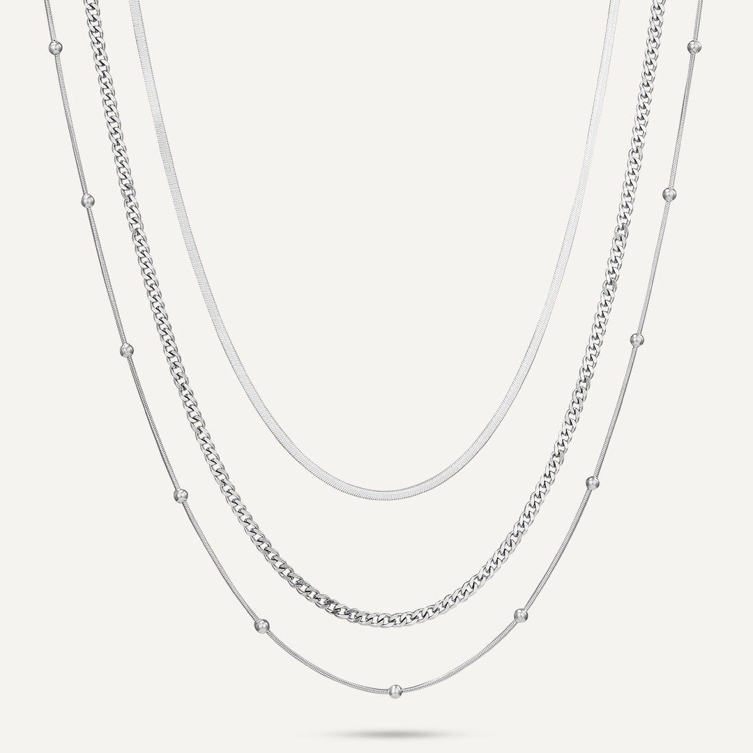 Vibes | Flowstate Layered Necklace | White Gold-Plated