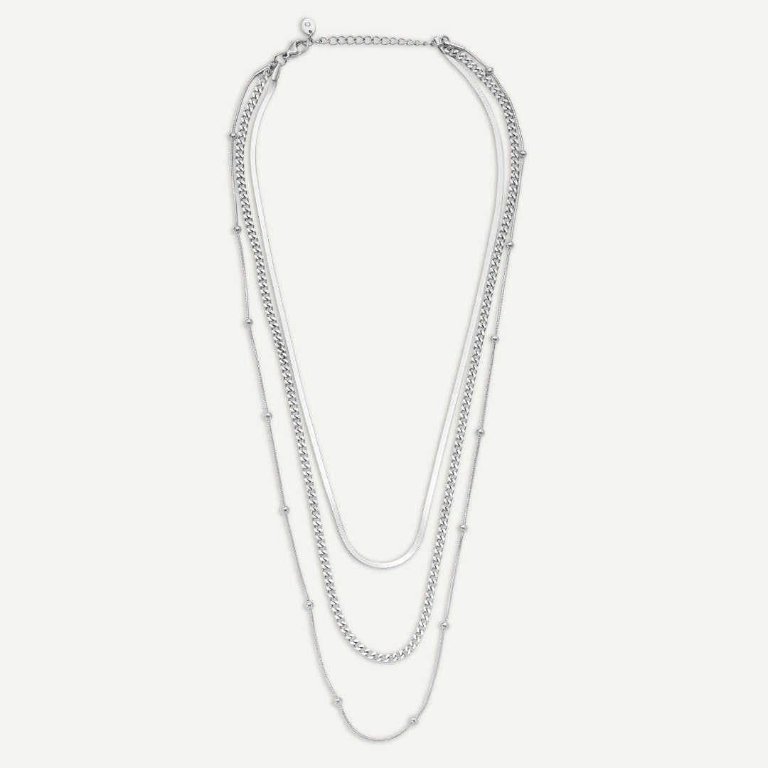 Vibes | Flowstate Layered Necklace | White Gold-Plated
