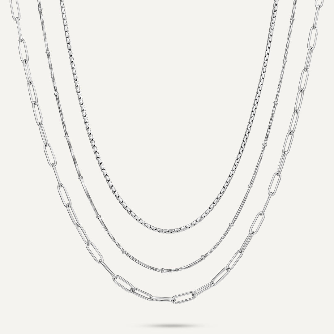 Vibes | Glow Getter Layered Necklace | White Gold-Plated