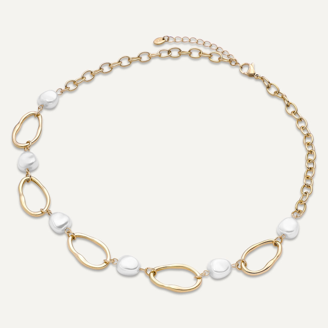 Vibes | Flow & Pearls Necklace | 18K Gold-Plated