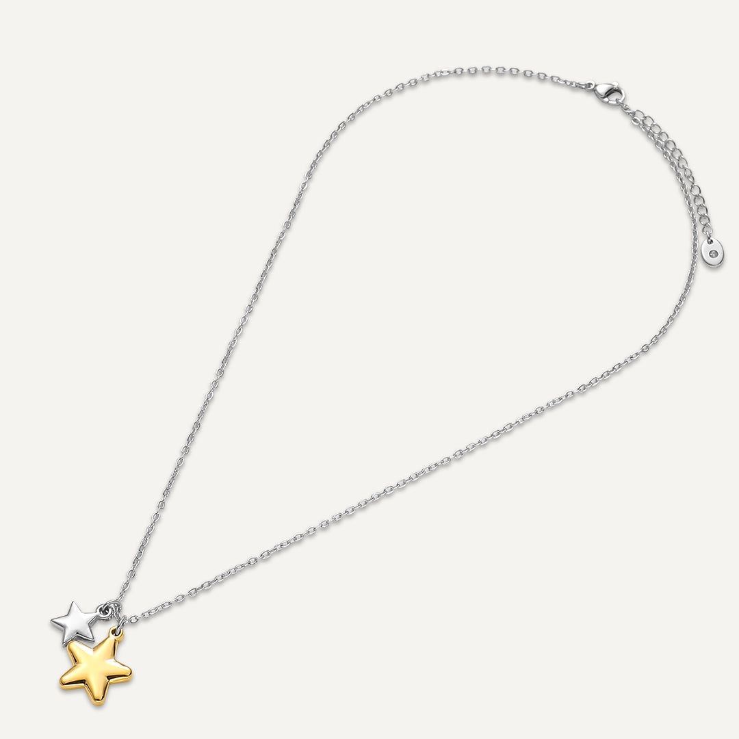 Vibes | Starry Duo Drop Necklace | 18K Gold & White Gold-Plated
