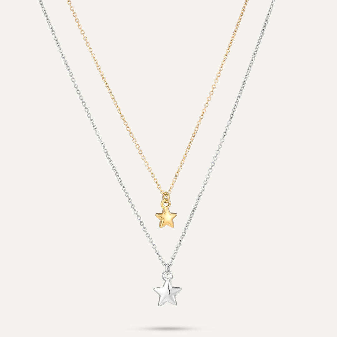 Vibes | Double Stardust Necklace | 18K Gold & White Gold-Plated