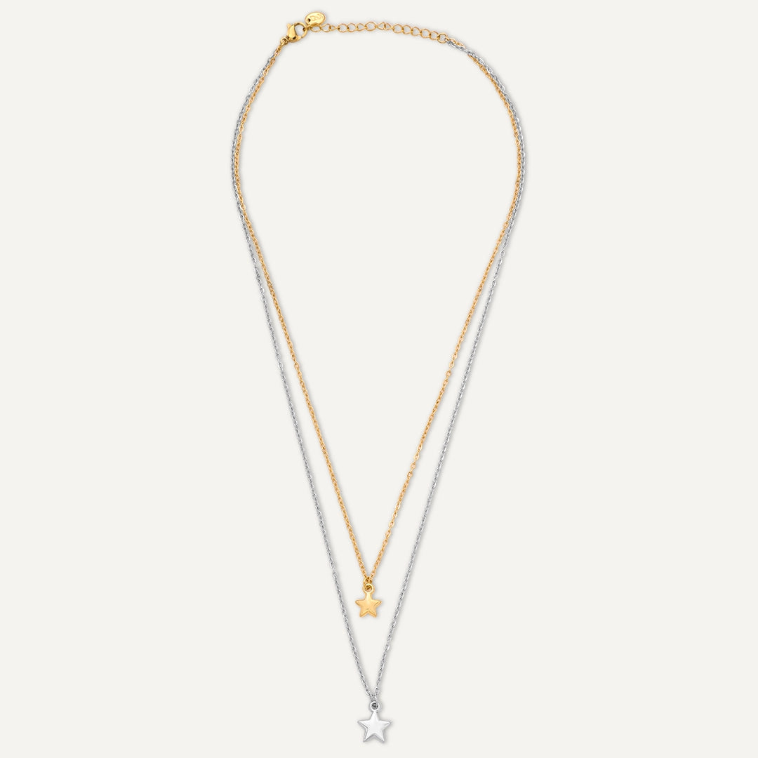 Vibes | Double Stardust Necklace | 18K Gold & White Gold-Plated