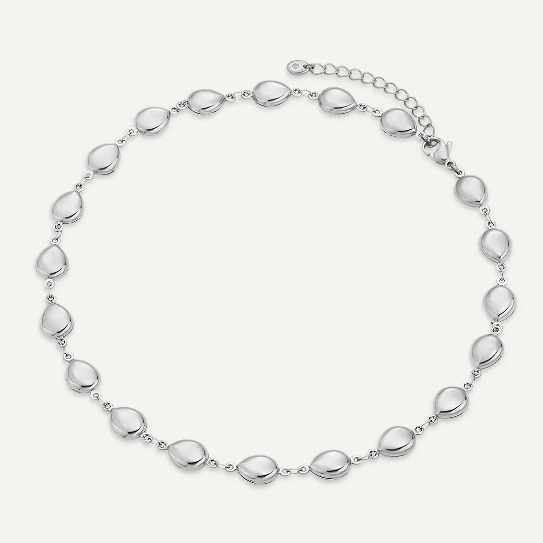Vibes | Teardrop Station Necklace | White Gold-Plated