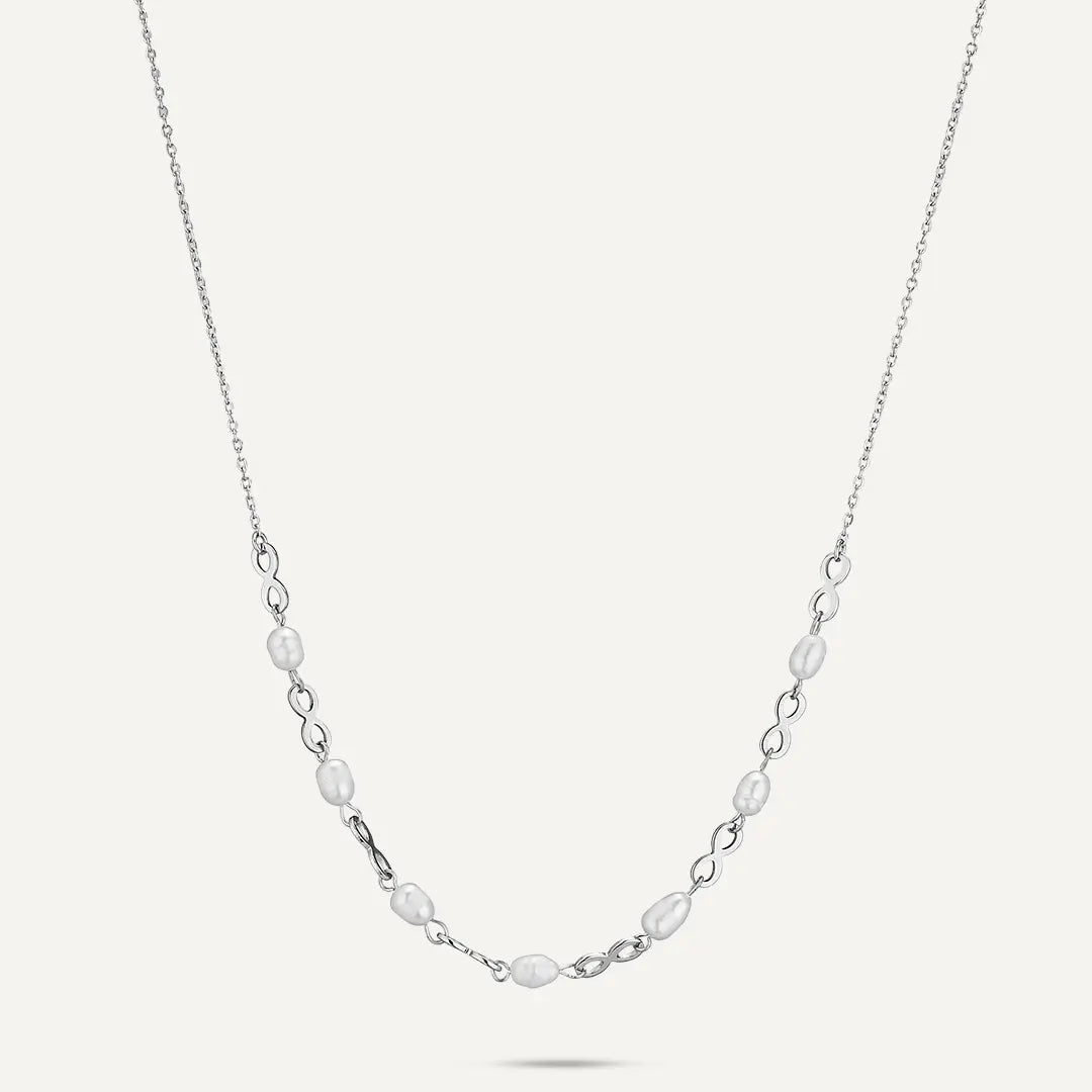 Vibes | Pearl Infinity Link Necklace | White Gold-Plated