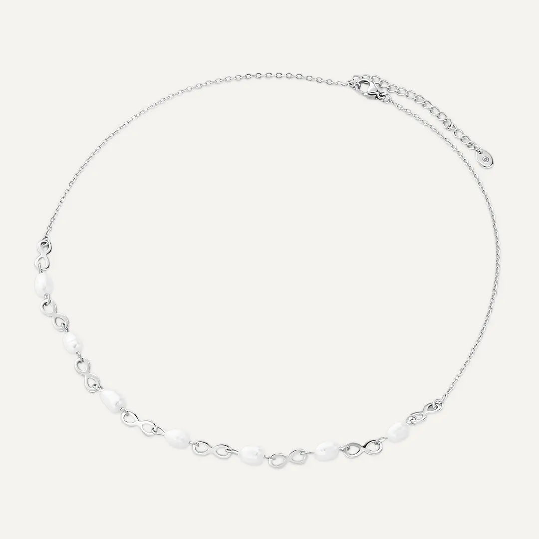 Vibes | Pearl Infinity Link Necklace | White Gold-Plated