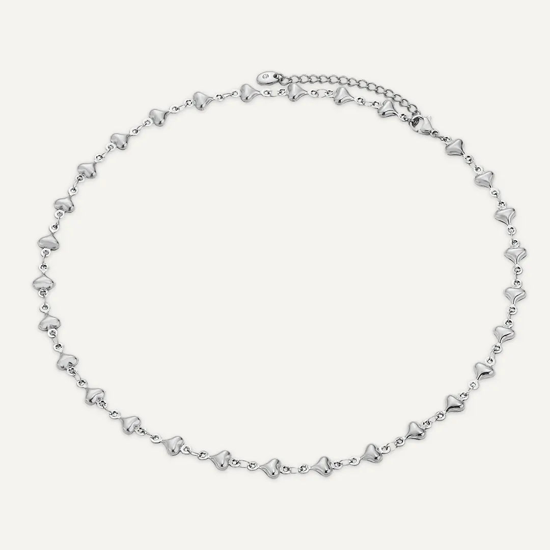 Vibes | Heart Link Necklace | White Gold-Plated