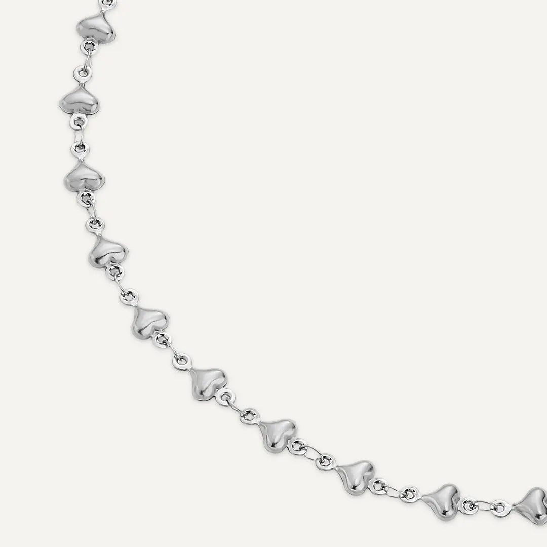 Vibes | Heart Link Necklace | White Gold-Plated