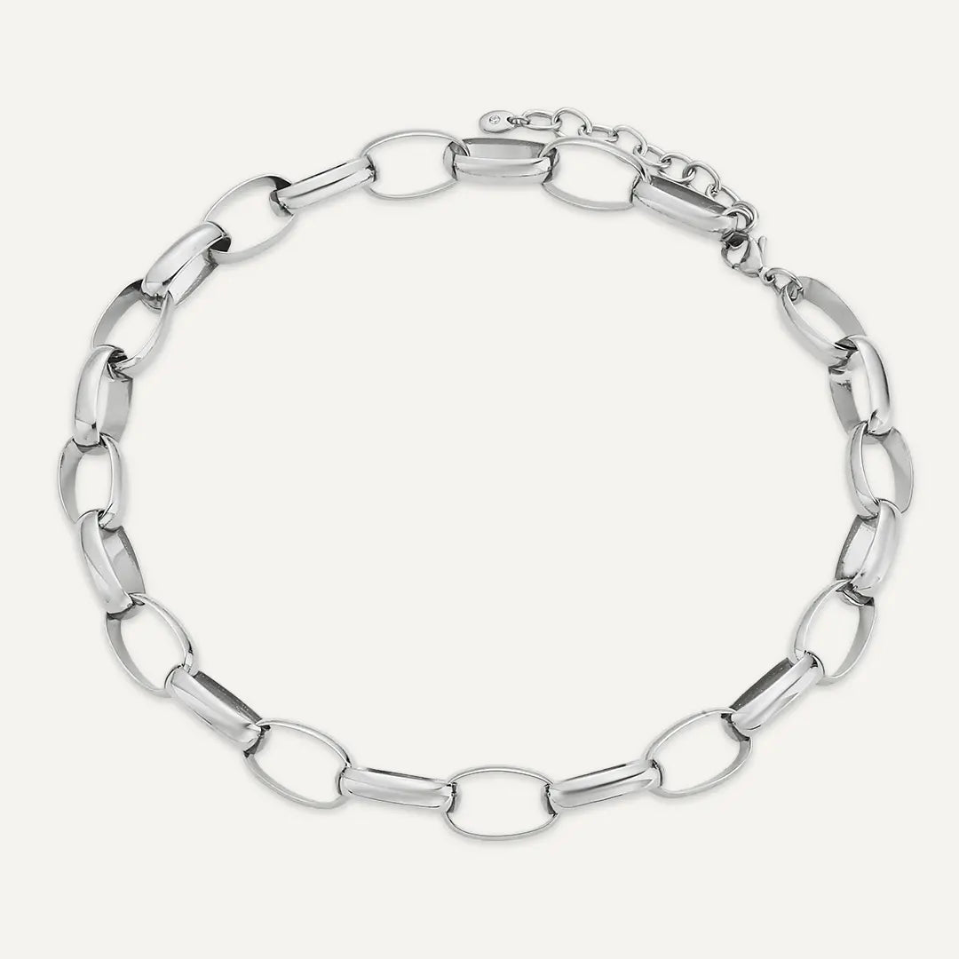 Vibes | Chunky Oval Link Necklace | White Gold-Plated