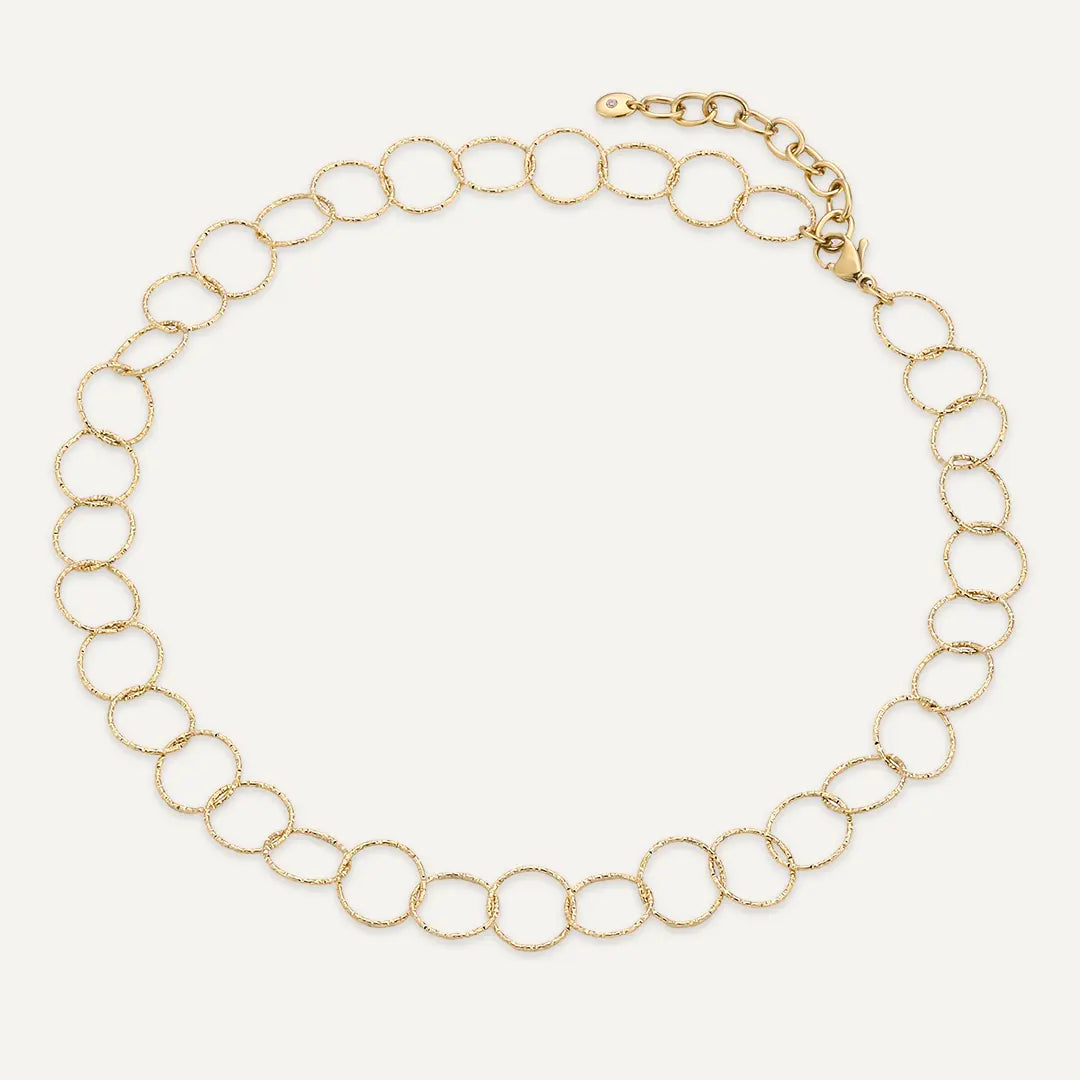 Vibes | Textured Circle Link Chain Necklace | 18K Gold-Plated