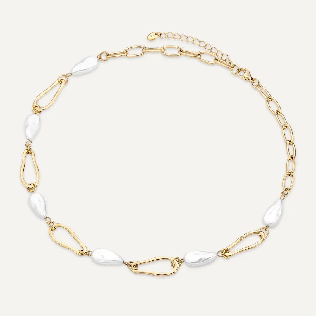 Vibes | Baroque Pearls Link Necklace | 18K Gold-Plated