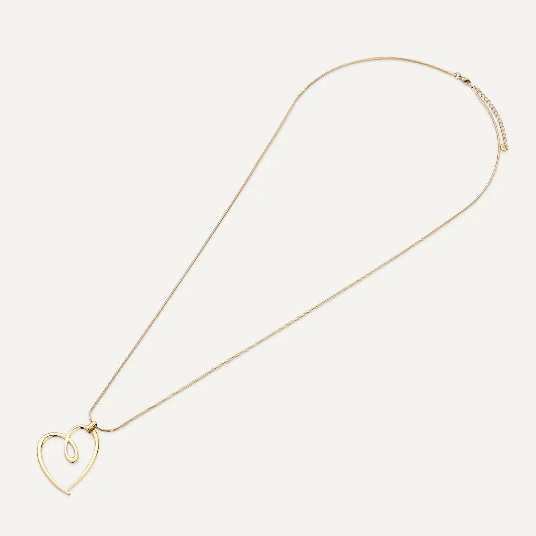 Vibes | Abstract Outline Heart Pendant Long Necklace | 18K Gold-Plated