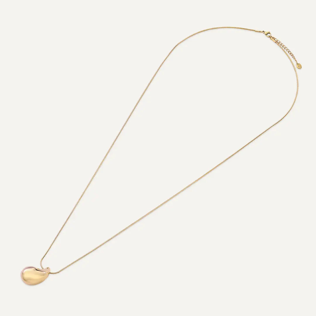 Vibes | Polished Puffy Teardrop Pendant Long Necklace | 18K Gold-Plated