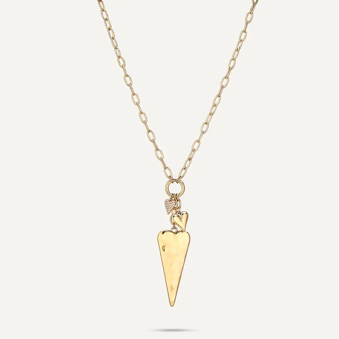 Vibes | Multi Heart Charm Chain Necklace | 18K Gold-Plated