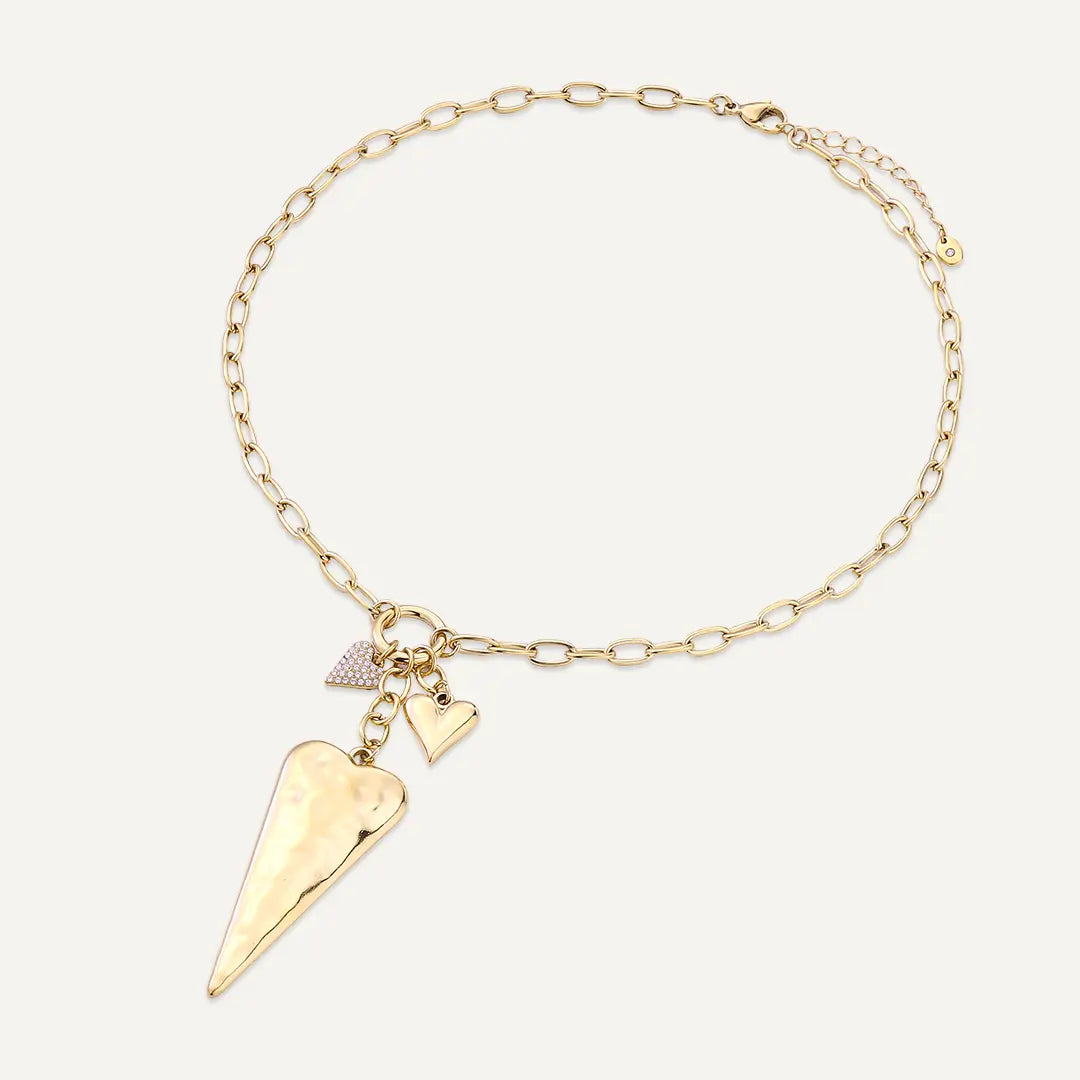 Vibes | Multi Heart Charm Chain Necklace | 18K Gold-Plated