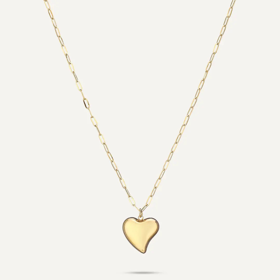 Vibes | Puffy Heart Chain Necklace | 18K Gold-Plated