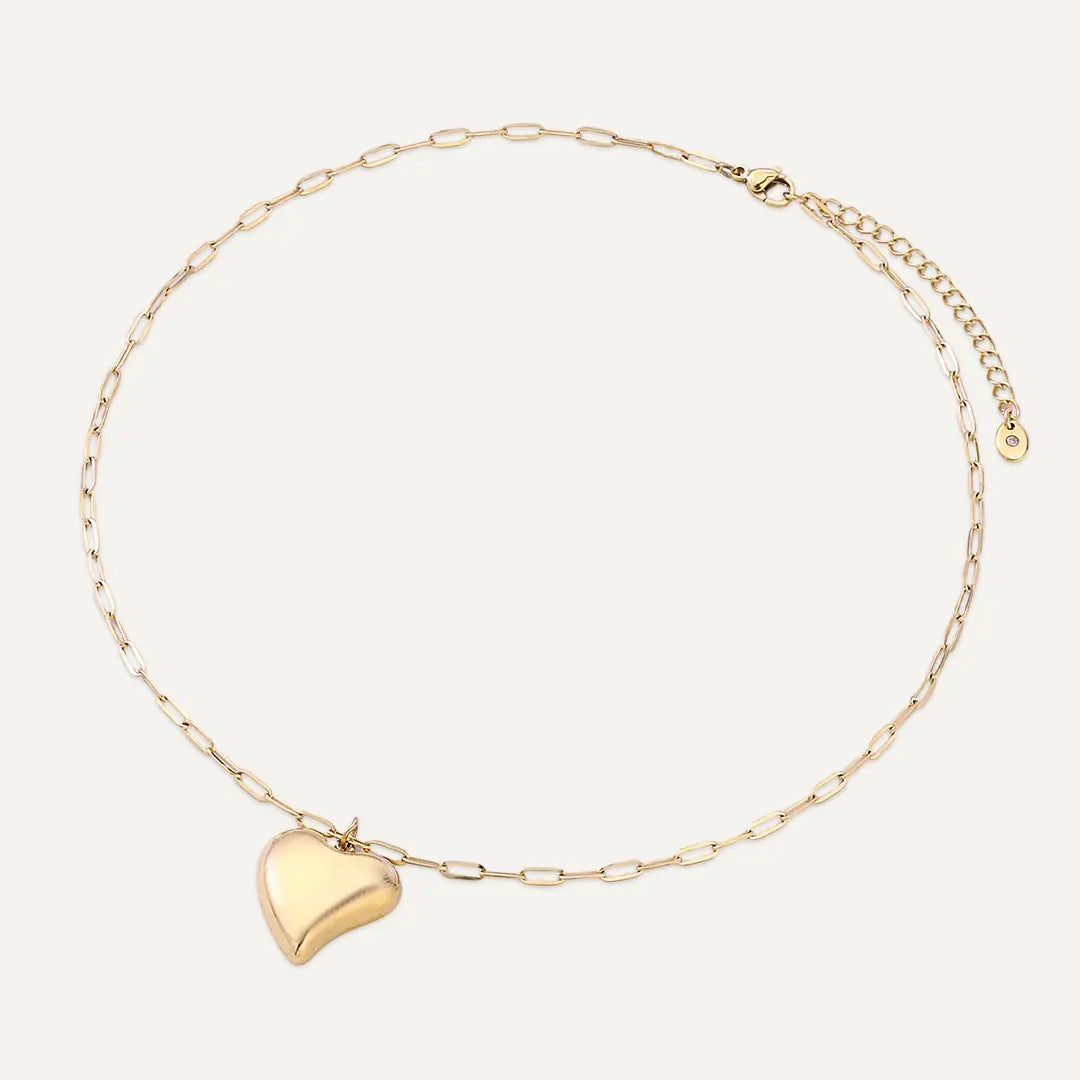 Vibes | Puffy Heart Chain Necklace | 18K Gold-Plated