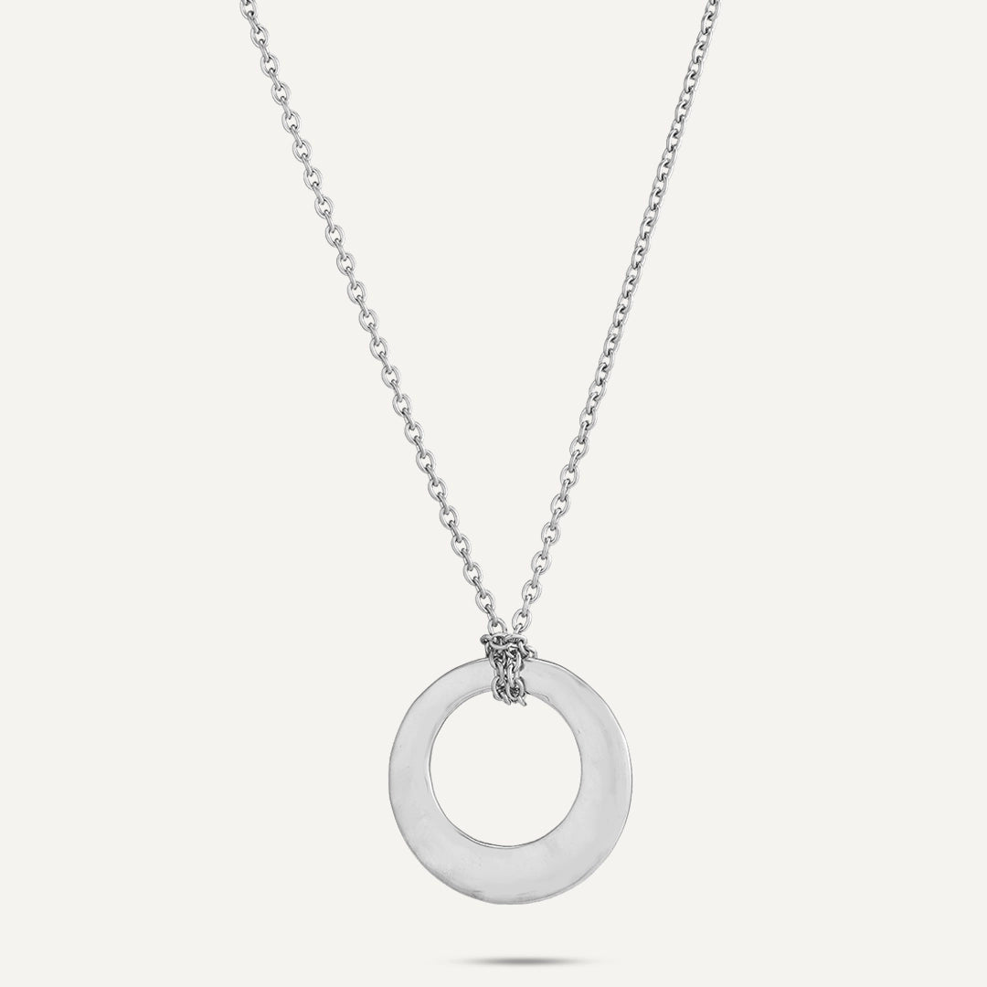 Vibes | Circle Pendant Necklace | White Gold-Plated